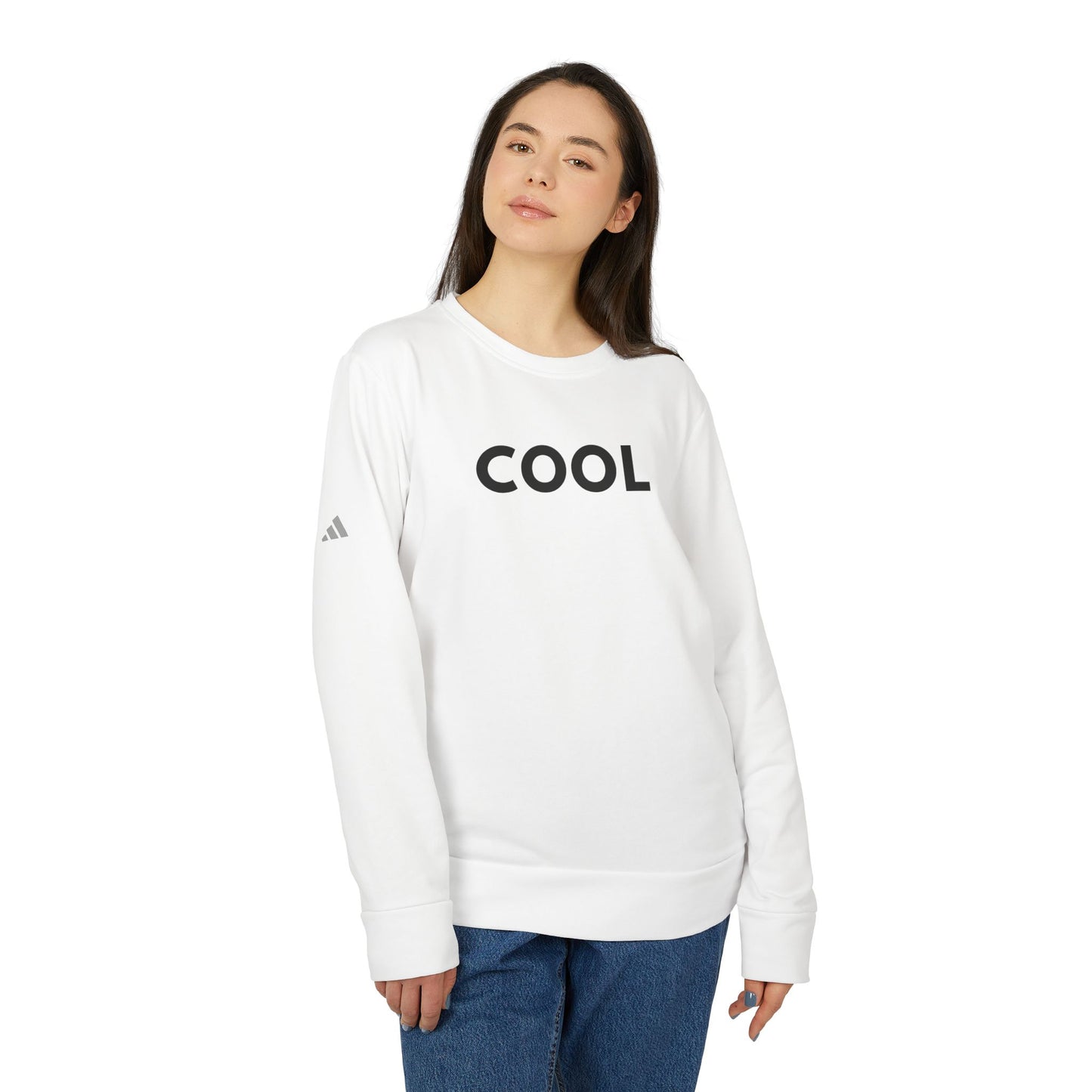 Fleece Sweatshirt - Adidas 'COOL' White - Minimalist Design for Casual Comfort