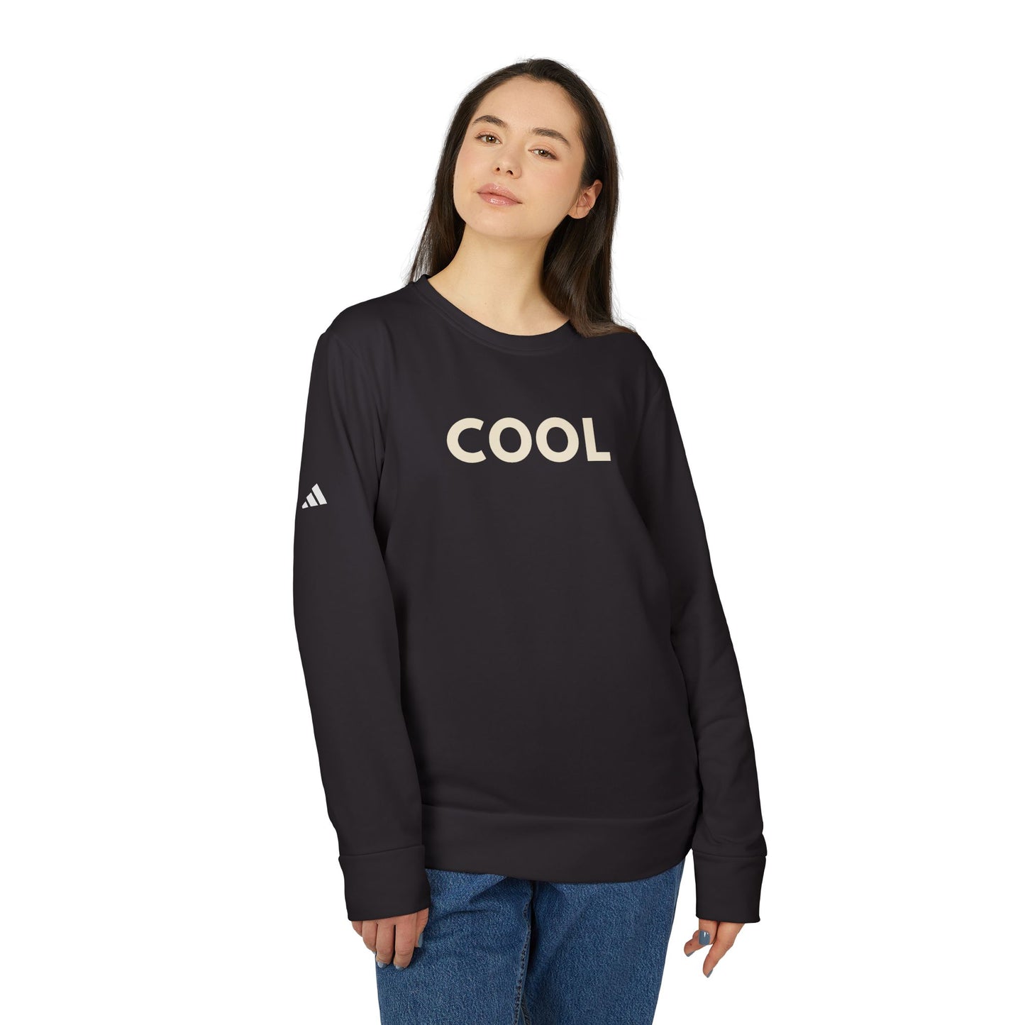 Fleece Sweatshirt - Adidas 'COOL' White - Minimalist Design for Casual Comfort