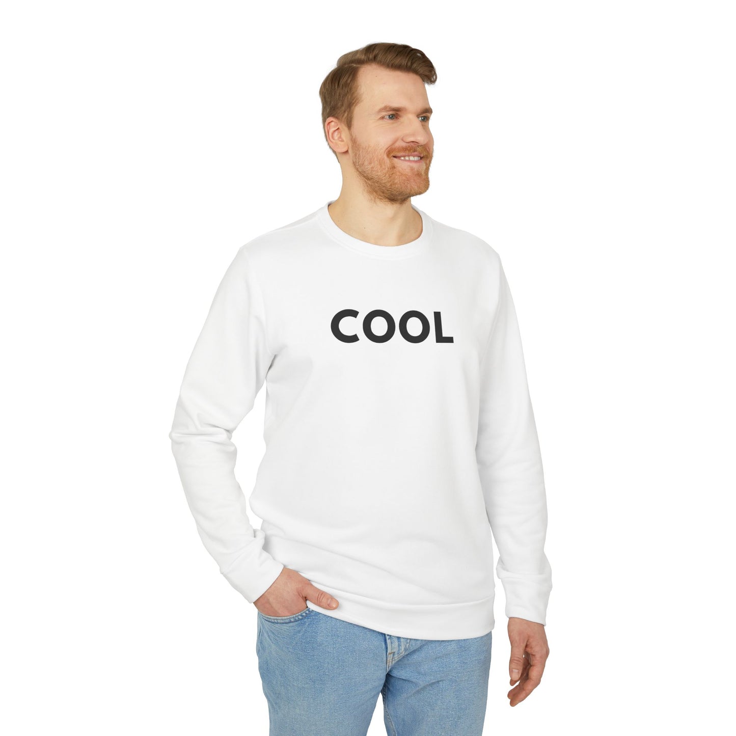 Fleece Sweatshirt - Adidas 'COOL' White - Minimalist Design for Casual Comfort